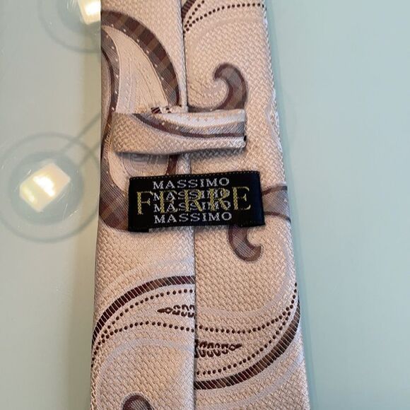 Ferre massimo tie hand made beige brown paisley - Picture 3 of 4